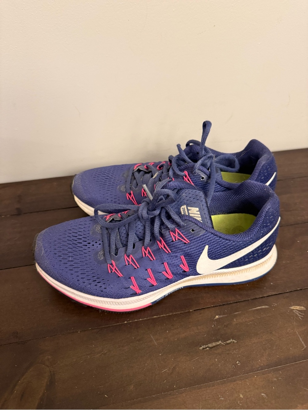 Nike Air Zoom Pegasus 33 Women’s Running Shoes Blue Pink Size 8